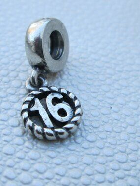 Pandora  925 ALE Sterling Silver Sweet 16 Birthday Dangle Charm Teen Girl